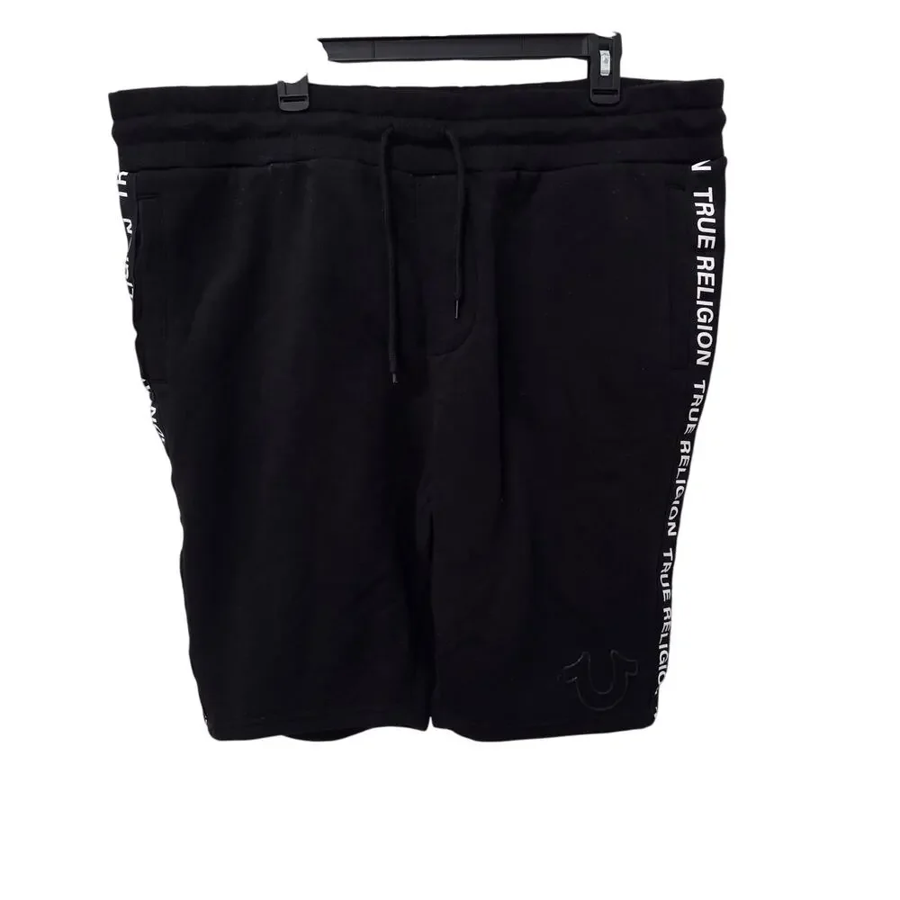 True Religion Black Men's Flat Front Shorts